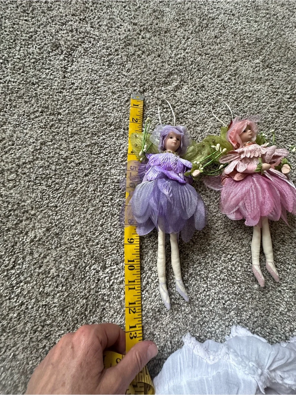 Vintage Purple and Pink Flower Fairy Ornaments - Pair